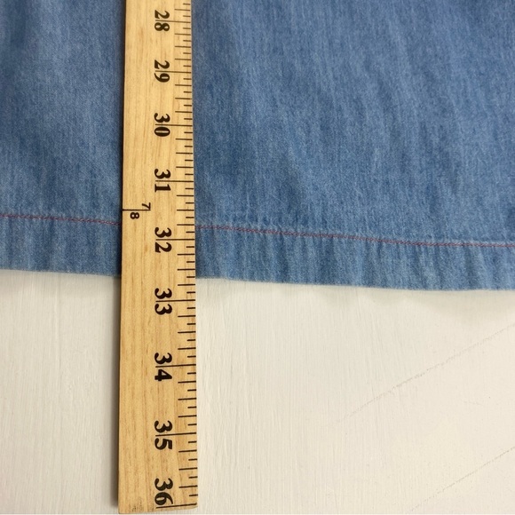 ModCloth Women’s Denim Short Sleeve Embroidered Chest Fully Lined Mini Dress Sm - Picture 13 of 14